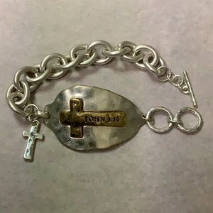 Silver-tone Bracelet John 3:16 on  brass heart